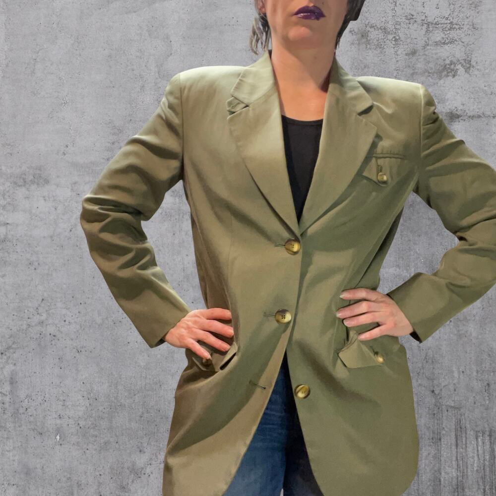 Vintage Women's Blazer Military Army Green - Grunge - 3 Pockets - Women's 6 EUC